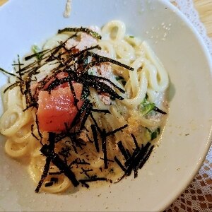 豆乳でヘルシー♪明太子うどん